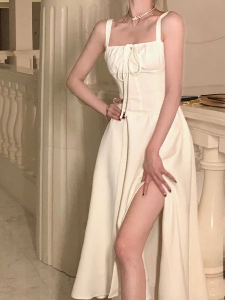 Elegant and Chic Women Summer Wedding Dress New Spaghetti Strap Casual A-Line Party Club Bandage Vestidos Fashion Female Robe