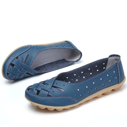 Plus Size 35-44 Summer Cut Out Women Genuine Leather Shoes Woman Ballet Flats Casual Sandals Women Loafers Gift