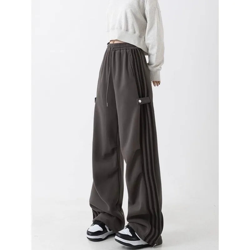 lovwvol   Y2k Striped Swestpants Woman Sports Baggy Korean Fashion Pants Streetwear Cargo Harajuku Spring Trousers Vintage Aesthetic