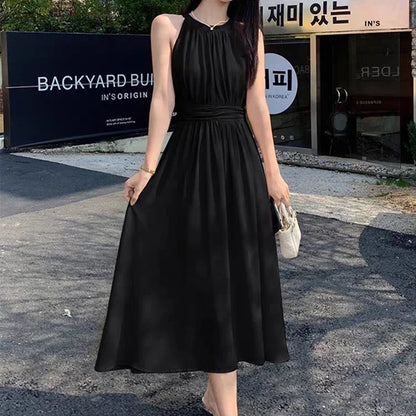 Dress Women High Waist Strapless French Elegant Sleeveless Long Dresses for Women White Black Solid Color Sexy Bodycon Dress