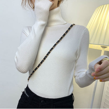 lovwvol Harajuku Pullover Turtleneck Sweater Women Fall Soft Knit Sweater Slim Elastic Korean Simple Basic Cheap Jumper Solid Tops