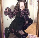 lovwvol Japanese Gothic Lolita Style Mini Party Dresses Women Harajuku Fake Two Pieces Plaid Y2k Punk Dress Korean Female Sweet Vestidos
