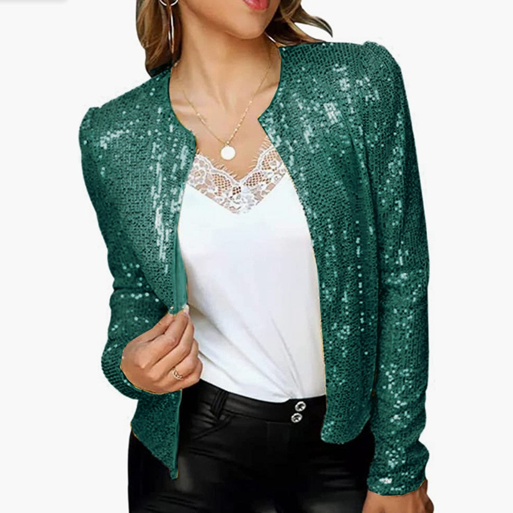 Autumn Sequin Outerwear Woman Coats Casaco Feminino Basic Coat Women Outfits Chaqueta Mujer Casual Bomber Jackets Women Clothes