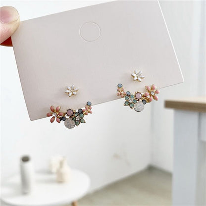 New Korean Style White Green Heart Drop Earrings For Women Contracted Heart Pearl Asymmetrical Earring Girl Party Jewelry