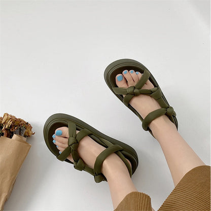 New Chunky Sandals Women Summer Back Strap Round Toe Slingback Non Slip Ladies Sandals Platform Outdoor Beach Shoes Female