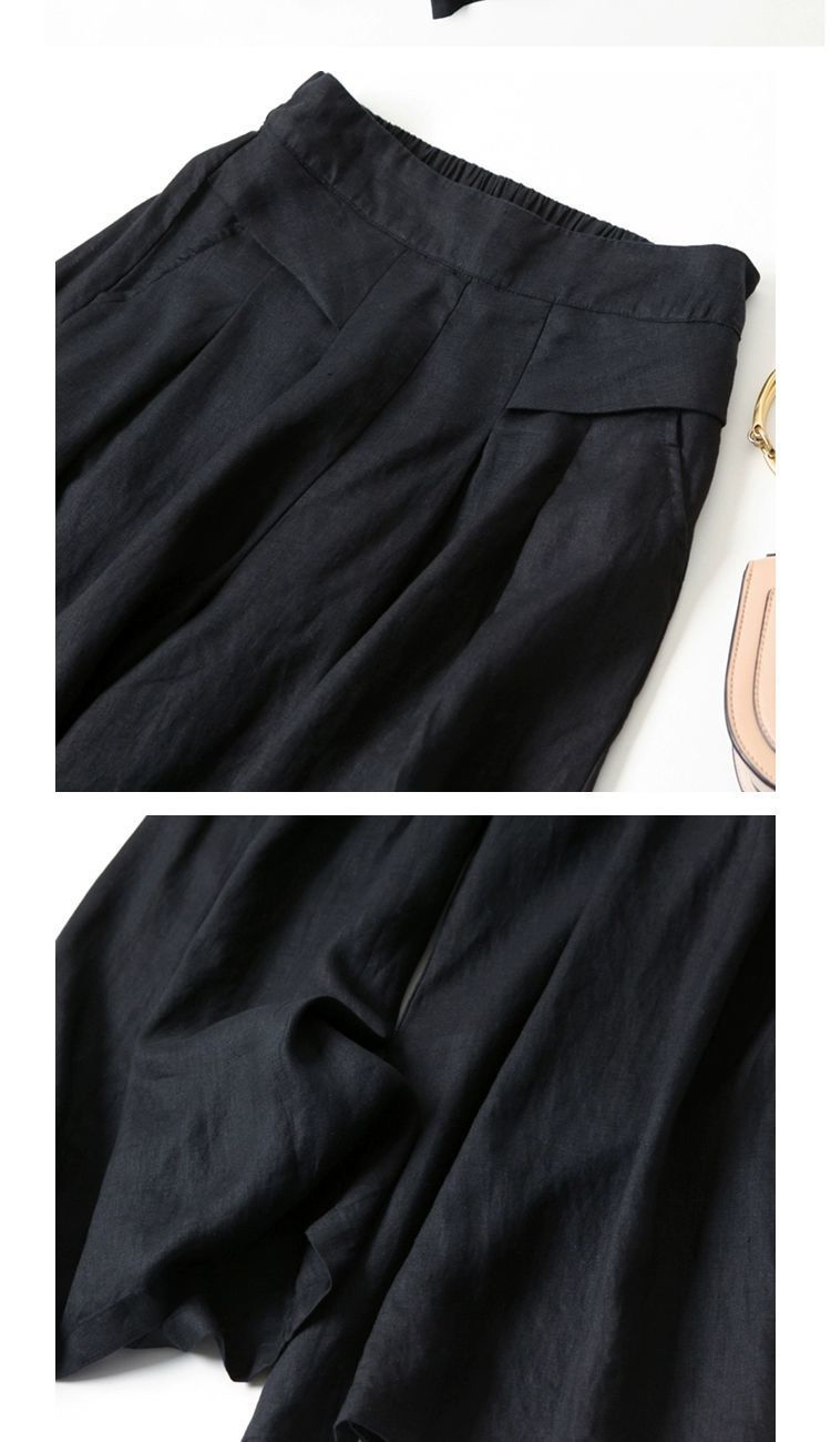 Women Pants Solid High Waist Cotton Linen Wide Pants Summer Casual Pants for Women Fashion Loose Women's Classic Pants