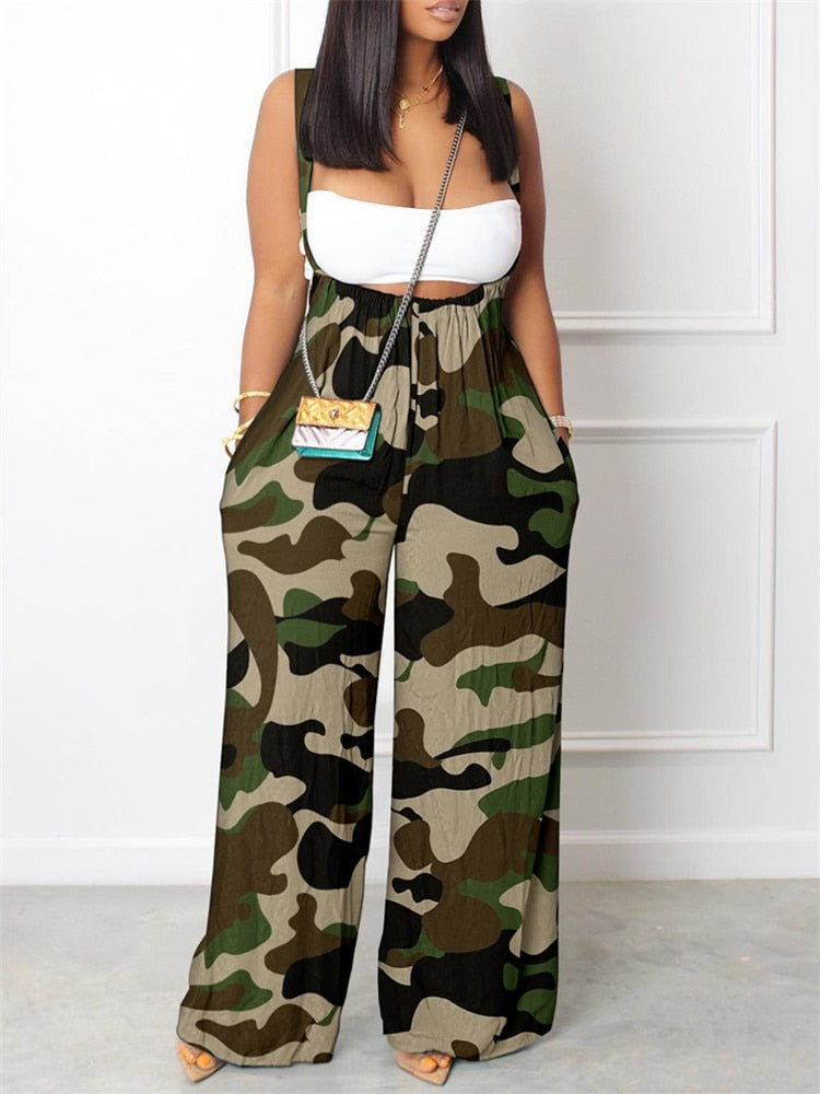 Pocket Wide Leg Strappy Jumpsuit