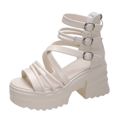 Women's Fashion Ankle Strap Wedges Sandals Platform Chunky Heel Sandals for Women 2023 Summer Thick Bottom Gladiator Shoes Woman