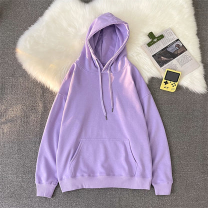 lovwvol     Woman's Sweatshirts Solid Drop Shoulder Korean Female Hooded Pullovers 2023 Thicken Warm Oversized Hoodies Women