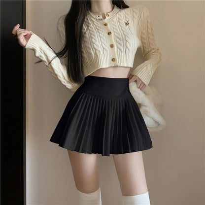 lovwvol Summer High Waist Skirts Womens Sexy Mini Skirts Vintage Pleated Skirt Korean Tennis Skirts Short White Black