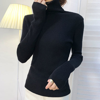 lovwvol Harajuku Pullover Turtleneck Sweater Women Fall Soft Knit Sweater Slim Elastic Korean Simple Basic Cheap Jumper Solid Tops