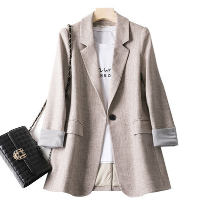 Women's Long Sleeved Spring Casual Blazer New Fashion Business Solid Color Blazer Women's Office Blazer Women's Coat Jacket