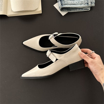 Square Heel Shoes For Women Pumps Elegant Heeled Shoes Ladies Luxury Pointed Toe High Heels Shoes Casual Summer Leather Shoes