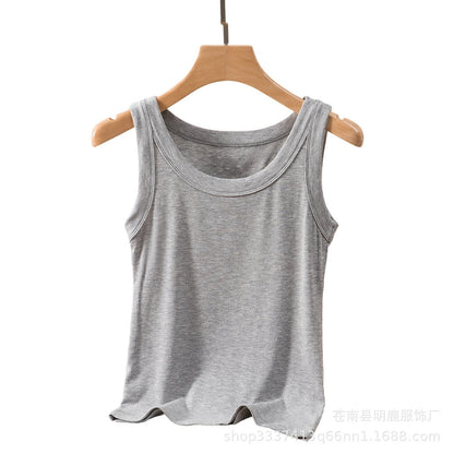 U-neck Ice Silk Thread Suspender Vest Women's Spring And Summer Slim Fit Everything Sleeveless T-shirt Top