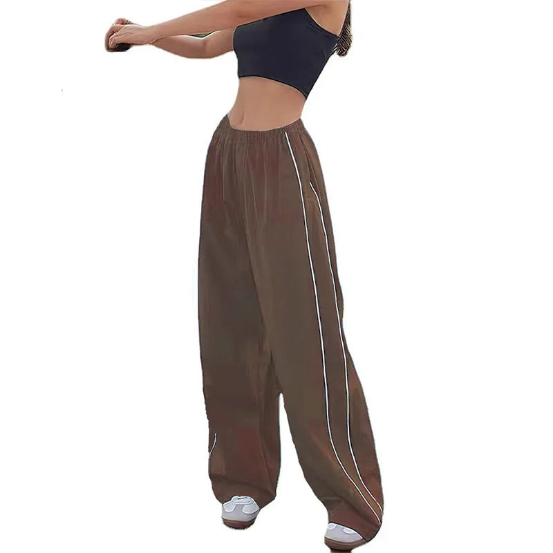 lovwvol Y2K women vintage Baggy Cargo Pants for Women Drawstring Elastic Low Waist Parachute Pants Sweatpants Loose Hippie Pant Trousers