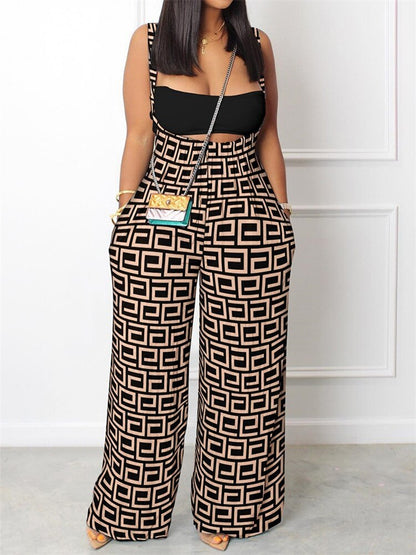 Pocket Wide Leg Strappy Jumpsuit