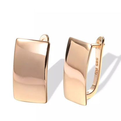 Elegant Gold Colors Geometric Rectangular Glossy Earrings Exquisite Fashion Party Wedding Dangle Earrings for Women