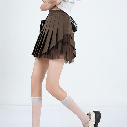 Skirt Shorts Summer Clothes For Women  Fashion Harajuku Korean Style Holiday Outfits With Mesh White Mini Pleated Skirts