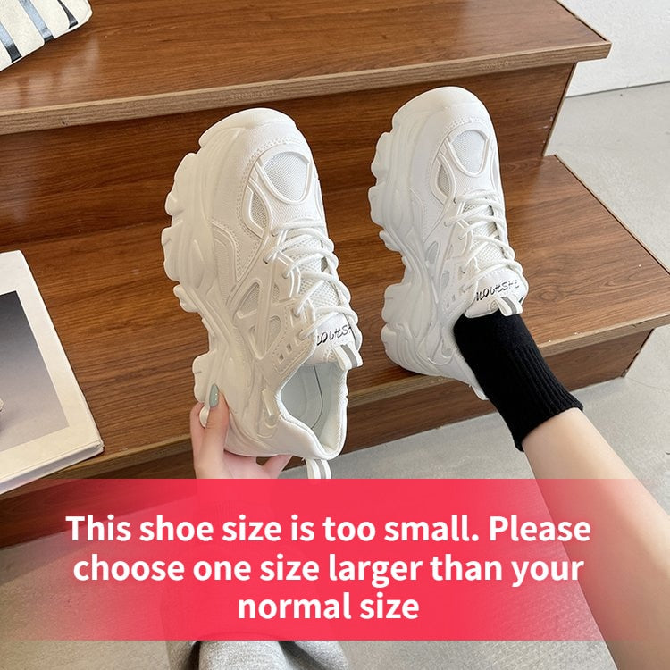 New Black Dad Chunky Sneakers Casual Vulcanized Shoes Woman High Platform Sneakers Lace Up White Sneakers Women