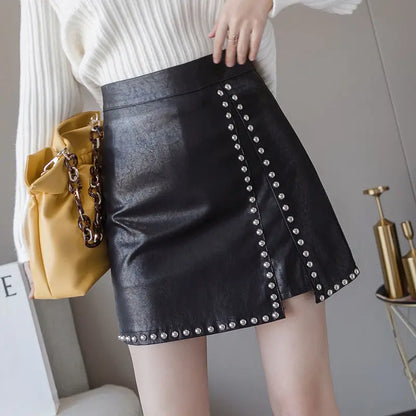 Black Irregular A-line Skirt Spring Autumn New High Waist Solid Color Split Hem Hip Short Skirt Fashion Trend Women Clothing