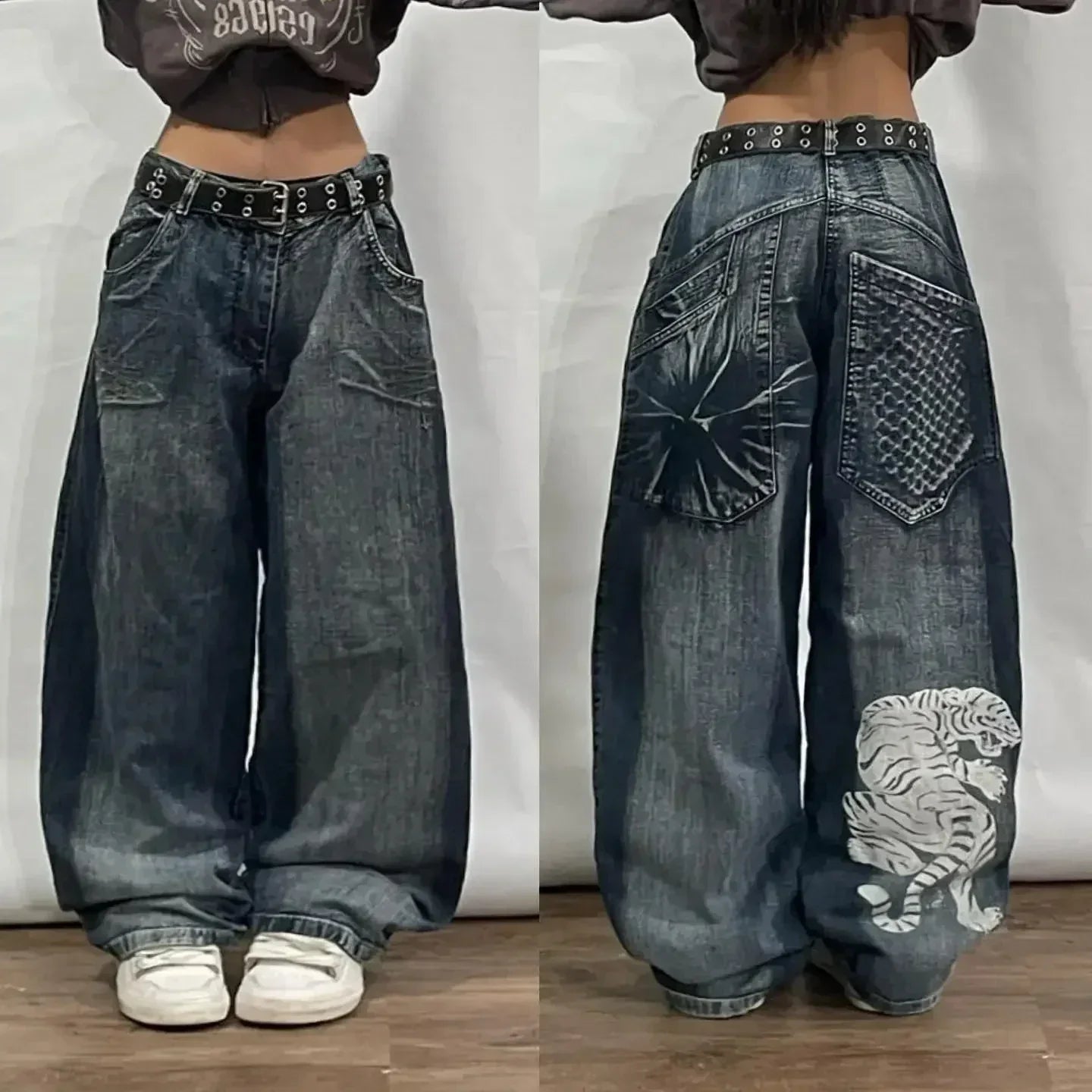 lovwvol Y2K Baggy Jeans Womens New Multi-pocket Washed Vintage Jeans Harajuku Oversized Denim Pants High Waist Wide Leg Pants Trousers