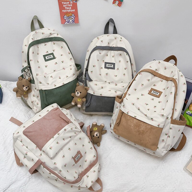 Lovwvol Nylon Backpack for Women Large Capacity Backapck New Student Travel Rucksack Teenage Girls School Bag for Kids Cute Bookbag