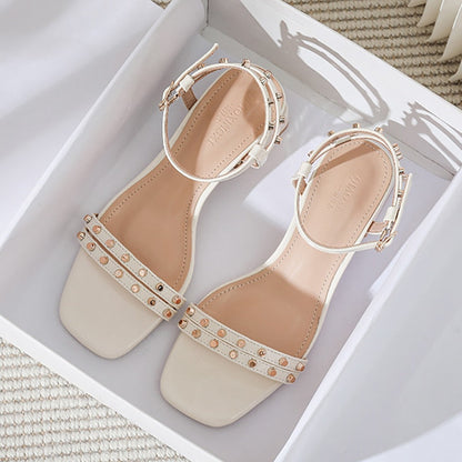 2023 Summer Outerwear Women's Sandals Fashion rivet design career and party wear ladies casual shoes Korean style High heel40-43