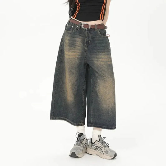 lovwvol   Vintage Loose Jorts Jeans Y2k Streetwear Oversize Shorts Denim Pants Korean Fashion Baggy Grunge Trouser Summer Neutral