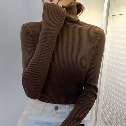 lovwvol Harajuku Pullover Turtleneck Sweater Women Fall Soft Knit Sweater Slim Elastic Korean Simple Basic Cheap Jumper Solid Tops