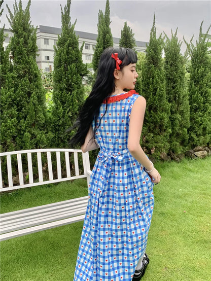 lovwvol French Robe Age Reduction American Vintage Y2k Dress Sweet Plaid Dresses Summer Female Fashion Vestidos Para Mujer