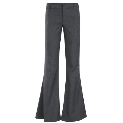 lovwvol  -  Low Waisted Straight Casual Suit Flare Pants Gray Skinny Fashion High Street Lady Boot Cut Trousers Vintage Y2K