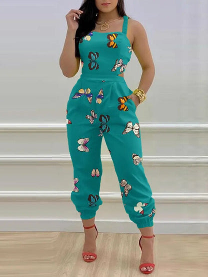 Ladies Off Shoulder Sleeveless Jumpsuit Summer Women Casual Solid Rompers Streetwear Long Playsuits Overalls With Pockets