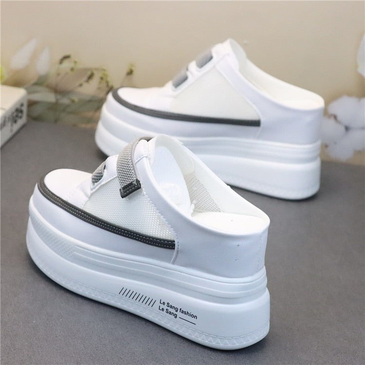 inner height increasing women's shoes Ladies Platform Sneakers Outdoor Breathable Mesh Wedges Comfortable