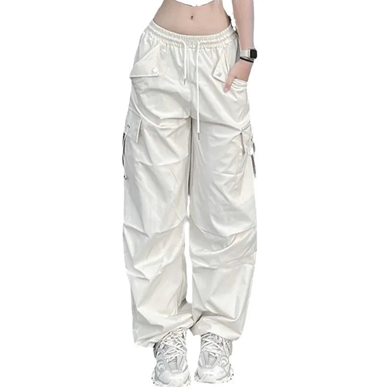 lovwvol Women Baggy Cargo Pants Summer Y2k Streetwear Hip Hop Parachute Sweatpants Harajuku Oversize Casual Jogger Wide Trousers