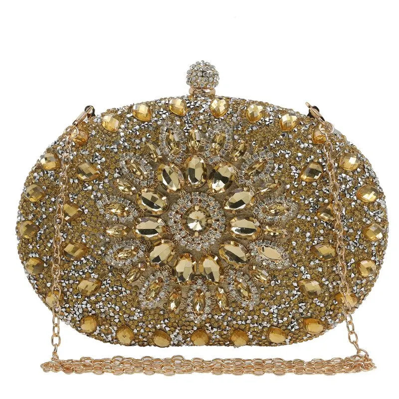 Women Dinner Bag Fashion New Sunflower Inlaid Diamond Banquet Hand Bag Dress Evening Bag