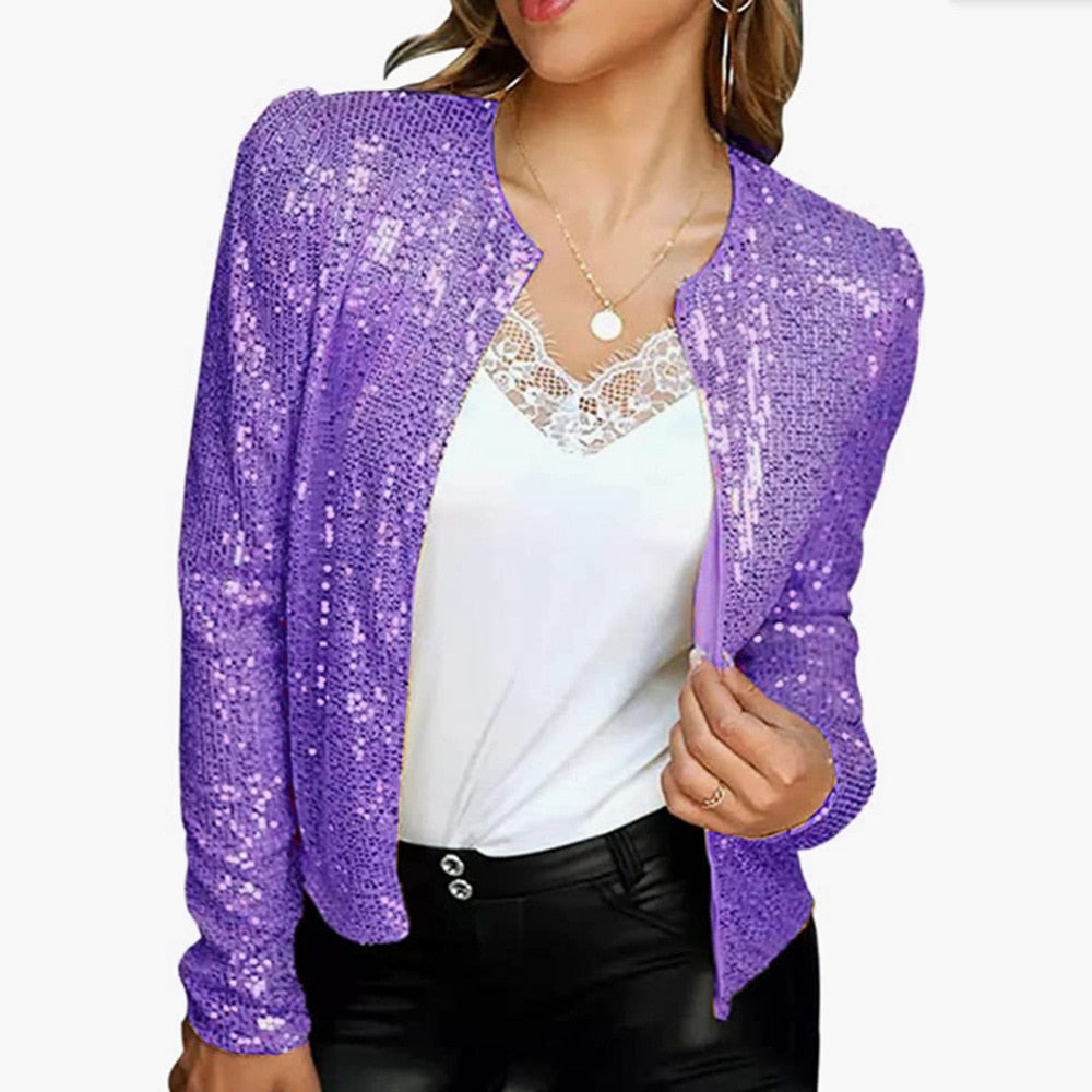 Autumn Sequin Outerwear Woman Coats Casaco Feminino Basic Coat Women Outfits Chaqueta Mujer Casual Bomber Jackets Women Clothes