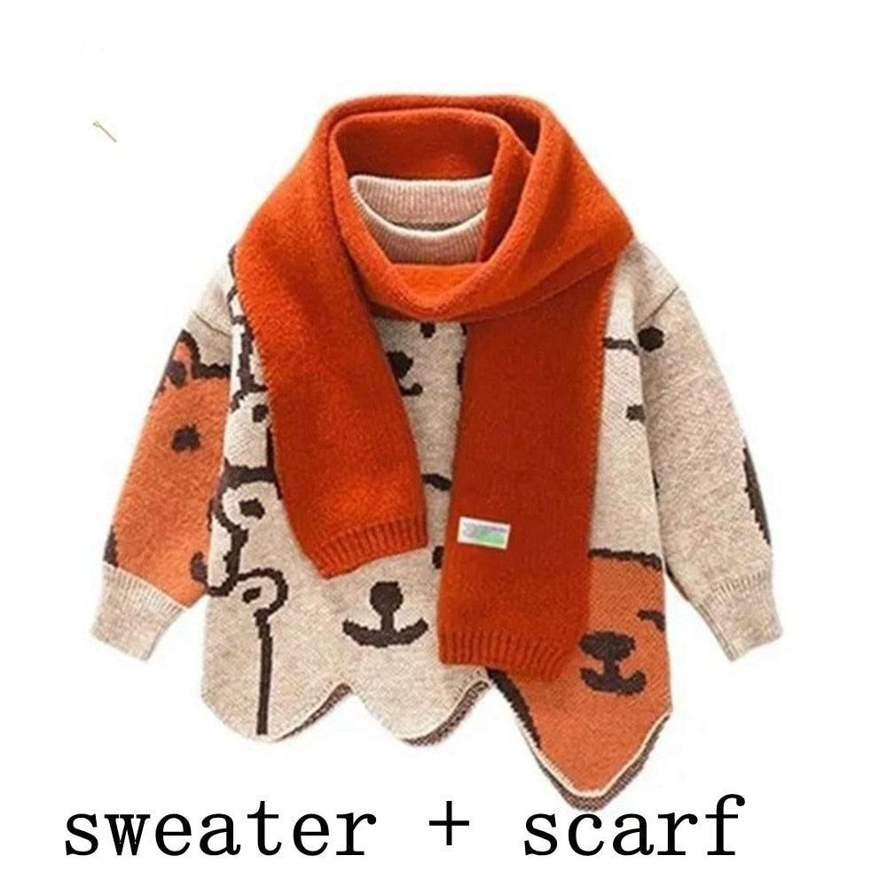 lovwvol Autumn Kids Knitted Print Panda Sweater For Girls Irregular O Neck Christmas Sweater Toddler Baby Pullover Sweaters Coat 6 8 12