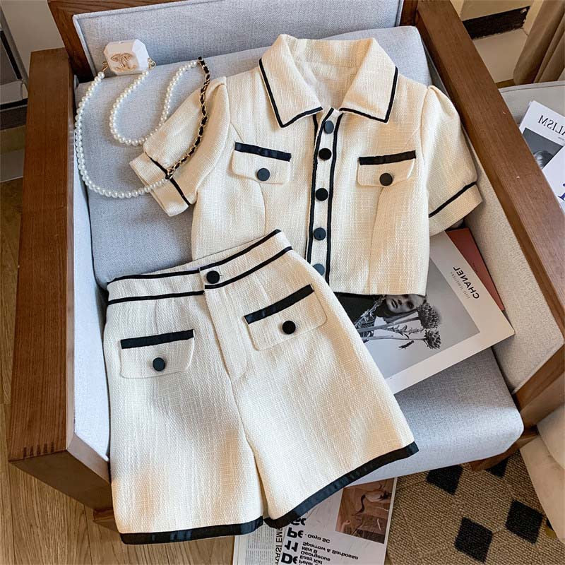 Casual Fashion Shorts Suit Women's Summer Slim Shorts And  Short-sleeved Tops Western Style Outfits 2-piece Set For Office