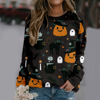 Cartoon 3d Bat Print Halloween Pullover Long Sleeve Y2k Sweatshirt Women Hoodies Autumn Fashion Vintage Streetwear Punk Clothes