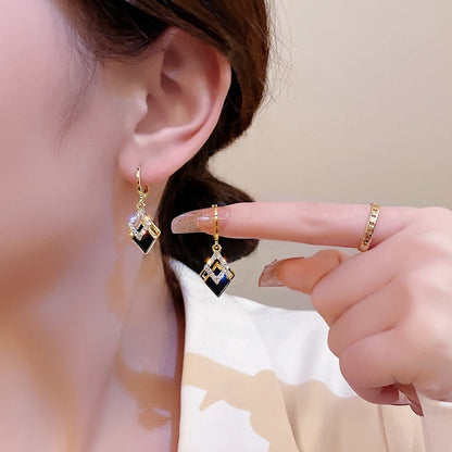 New Luxury Zircon Water Drop Earrings for Women Korean Fashion Rhinestone Opal Flower Geometrical Earring Girl Unusual Jewelry