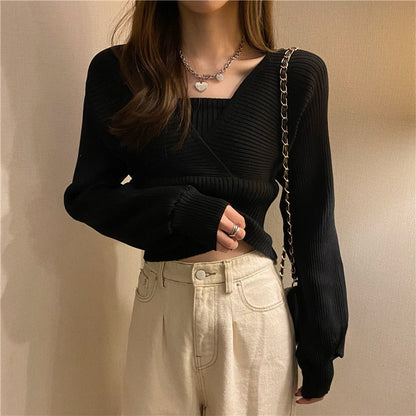 lovwvol lovwvol Autumn Korean Style Sweater Women Fashion Casual Knit Sweater Vest Top Two Piece Set Female Outer Wear Pullover Sweater