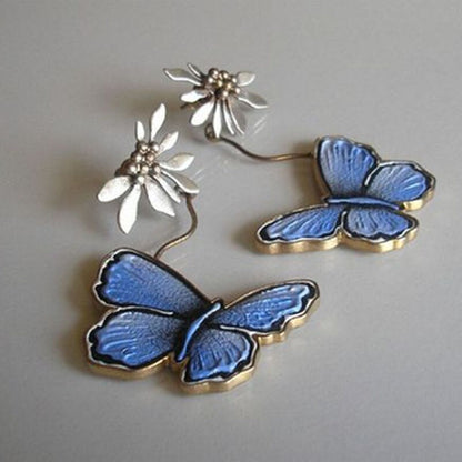 Fashion Fantasy Blue Leaf Flower Stud Earrings for Women Gorgeous Charms Women Party Statement Earrings