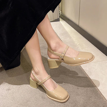 Summers Women Sandals Shoes Fashion Elegant Shallow Thick Heel Shoes Ladies Comfort Street Style Mary Jane Shoes