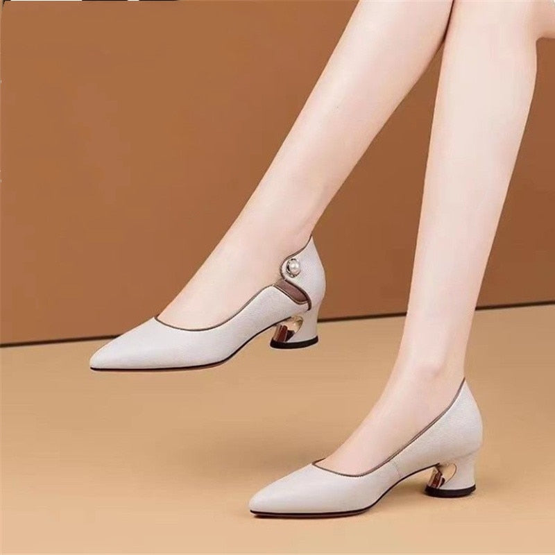 Women Fashion Elegant Bow Tie Party Square Heel Navy Blue Pumps Female Cute Comfort Spring & Autumn Heel Shoes