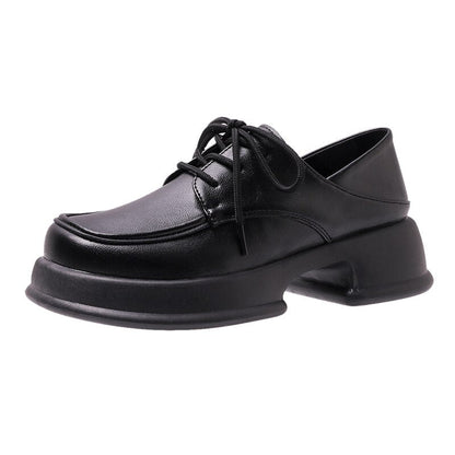 Black Chunky Platform Pumps Women 2023 Autumn Lace Up Thick Bottom Oxford Shoes Woman Plus Size 42 Comfort School Uniform Shoes