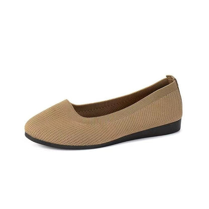 Spring Autumn Casual Shoes For Women Slip-on Pump Knit Single Flat Shoes Breathable Round Toe Ladies Cloth Loafers Large Sized