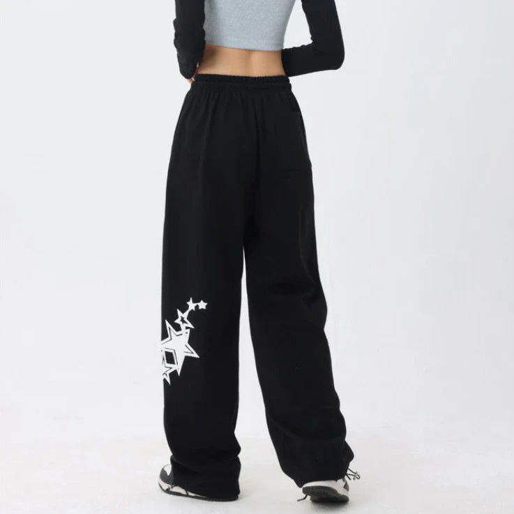 lovwvol Y2K Baggy Sweatpants Women Hip Hop Streetwear Oversize High Waist Trousers Vintage Elastic Stars Casual Jogging Wide Leg