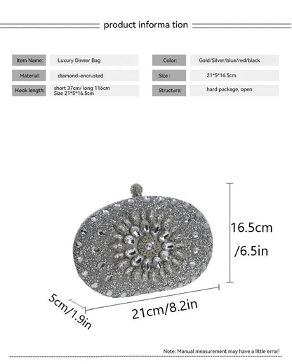 Women Dinner Bag Fashion New Sunflower Inlaid Diamond Banquet Hand Bag Dress Evening Bag