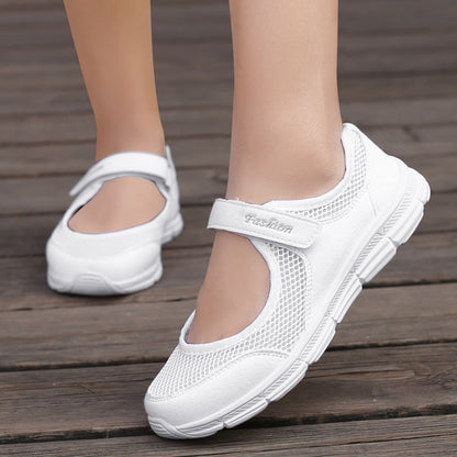 New  Summer Women Casual Shoes Soft Sneakers Walking Shoes Flat Soles for Women Mesh Breathable Slip on White Shoes