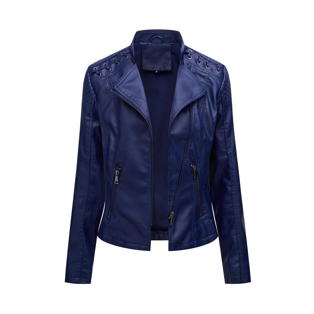 Pu Faux Leather Jackets Women Long Sleeve Zipper Slim Motor Biker Leather Coat Female Outwear Tops